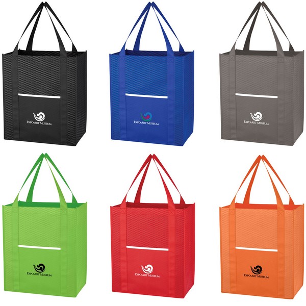 JH3327 Non-Woven Wave Shopper Tote Bag With Cus...